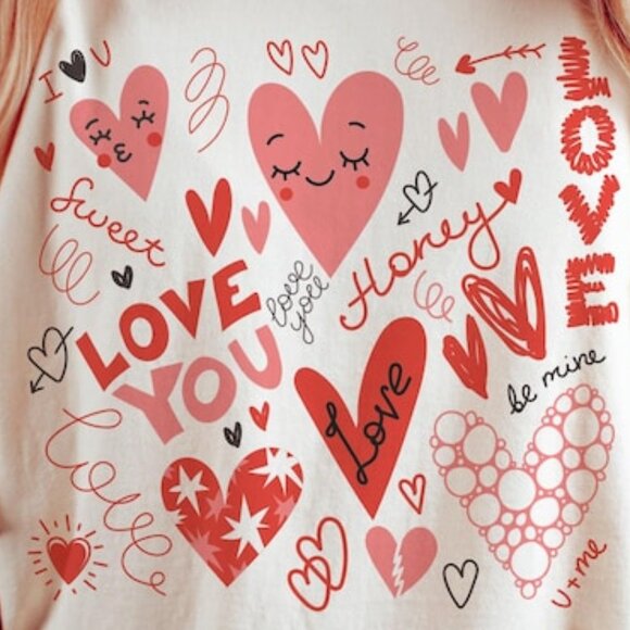 Valentines Day Shirt, Hearts Shirts, Valentine Collage Tee - Picture 2 of 4